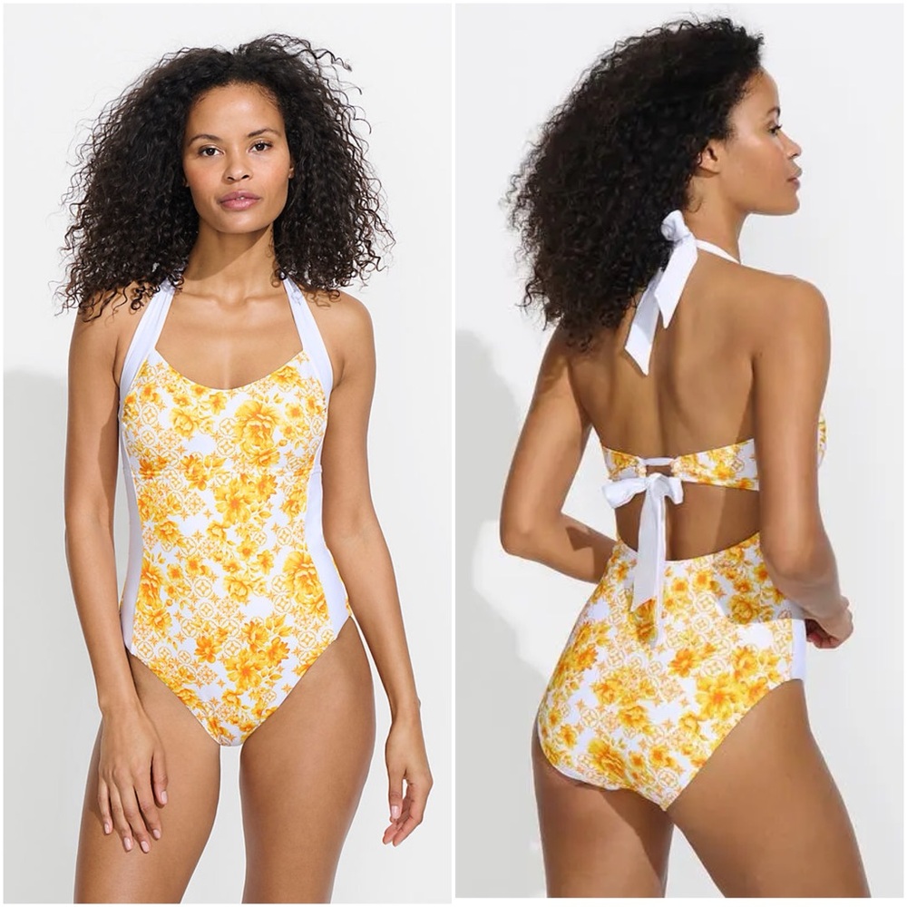 Lands end halter cut out high leg one piece swimsuit size 8 - Picture 3 of 5